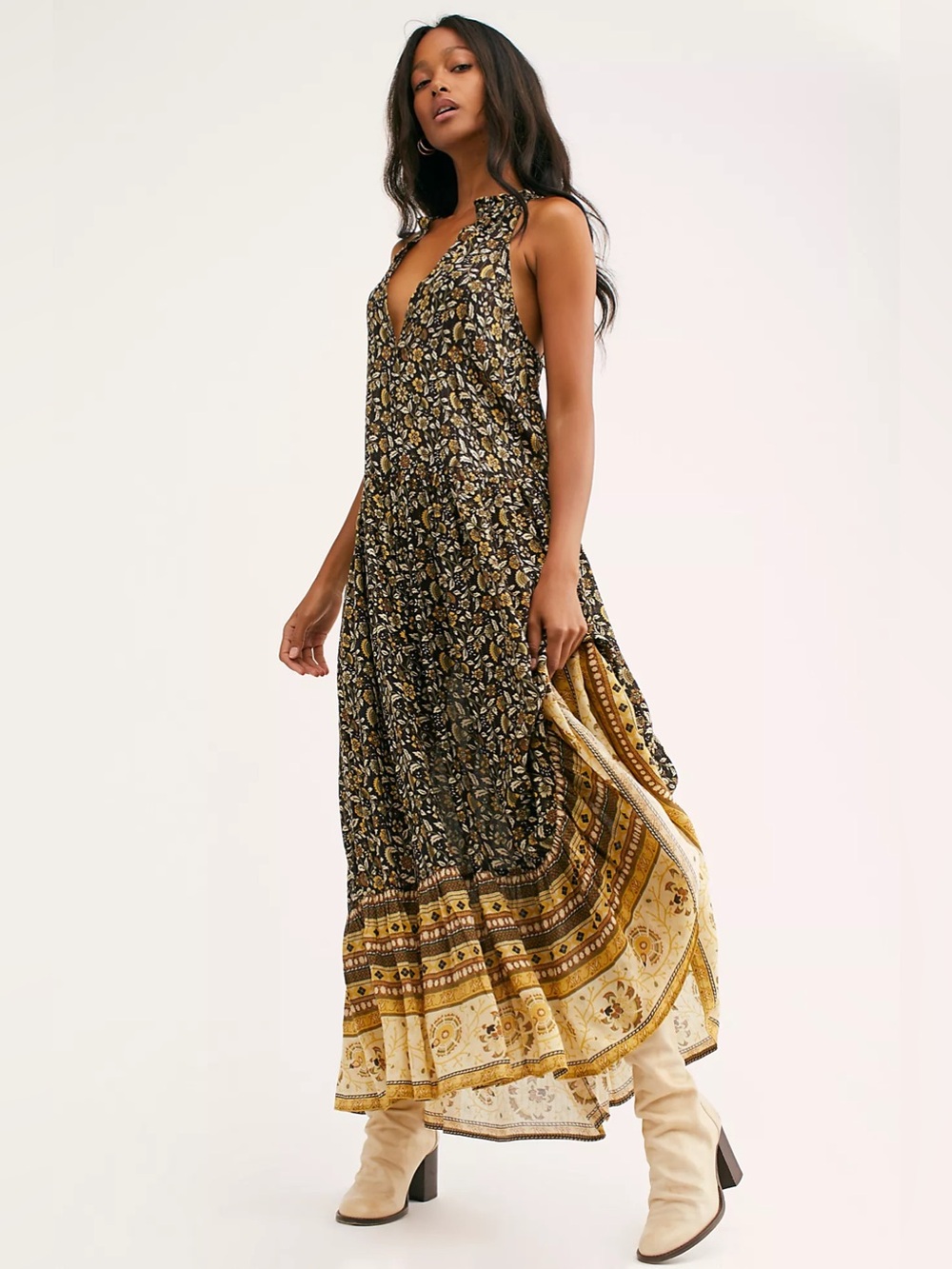 SPELL AND THE GYPSY X FREE PEOPLE COLLECTIVE DHALIA MAXI DRESS XS